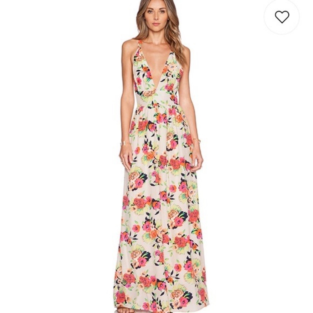 Yumi Kim 100% Silk Maxi Dress in Peony Bloom XS